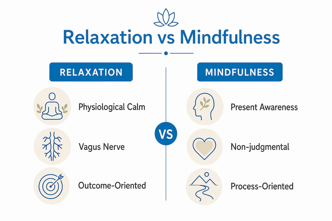 Infographic comparing relaxation and mindfulness practices