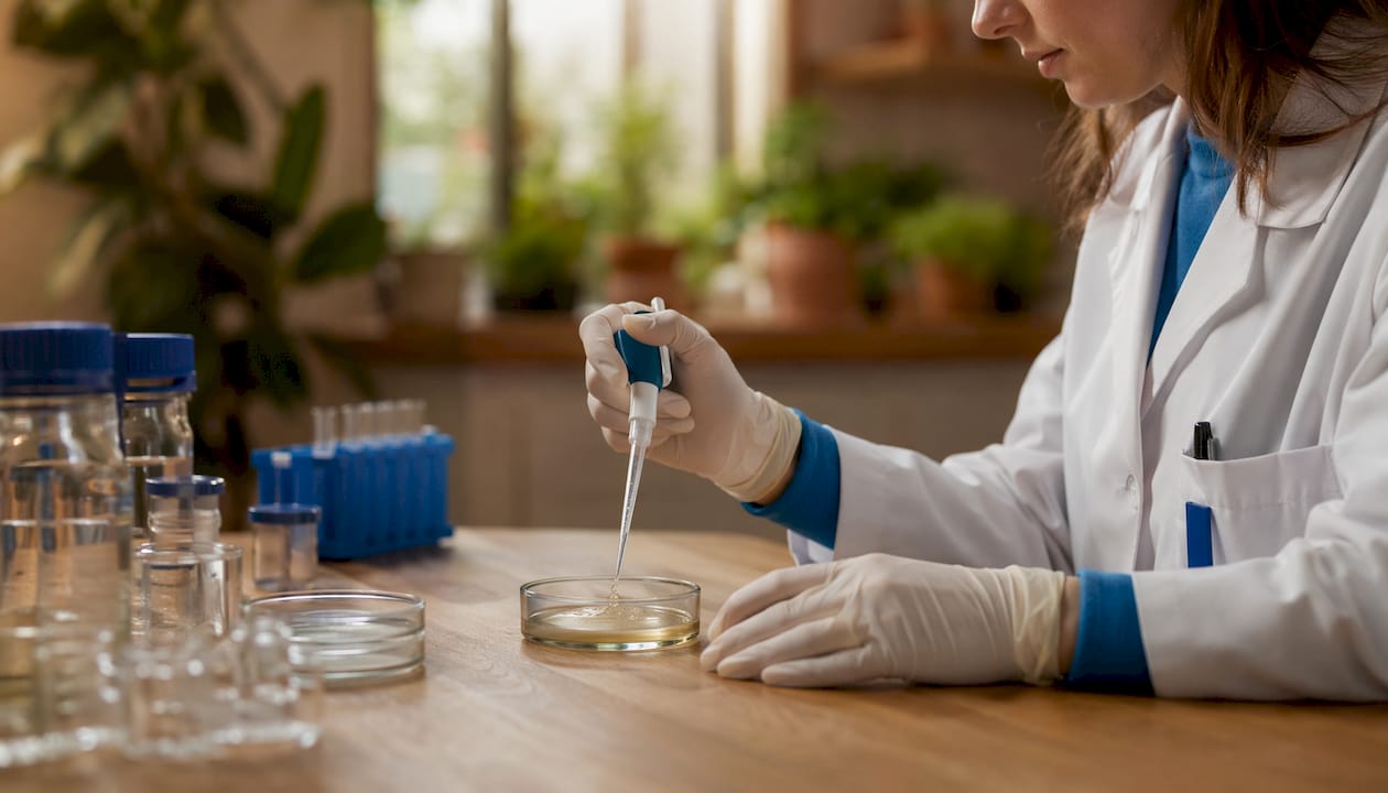 Scientist working with immune cell culture