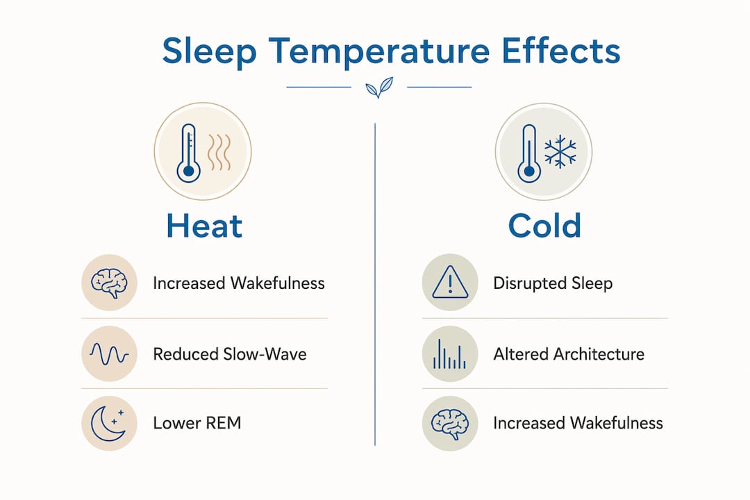 Infographic comparing heat vs cold effects on sleep