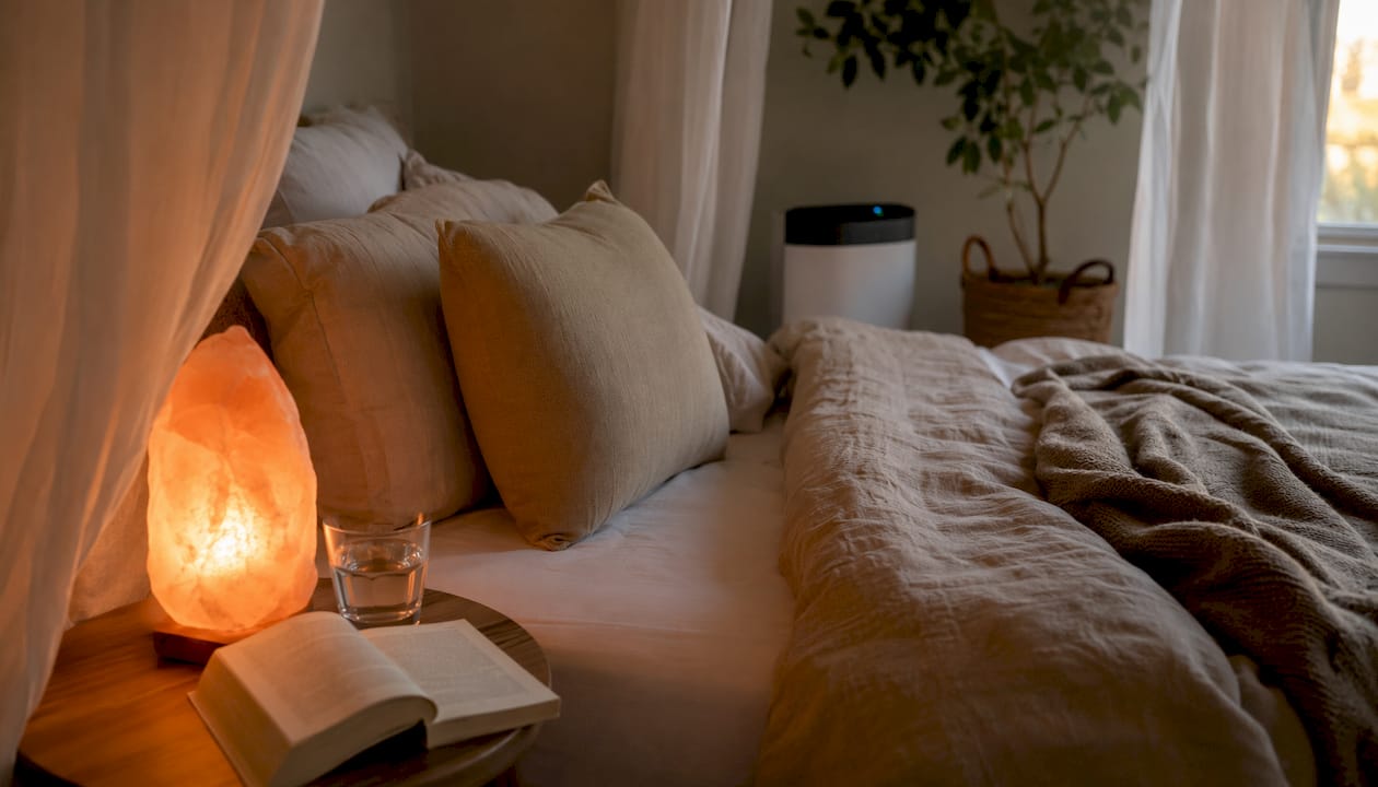 Minimalist bedroom arranged for restful sleep