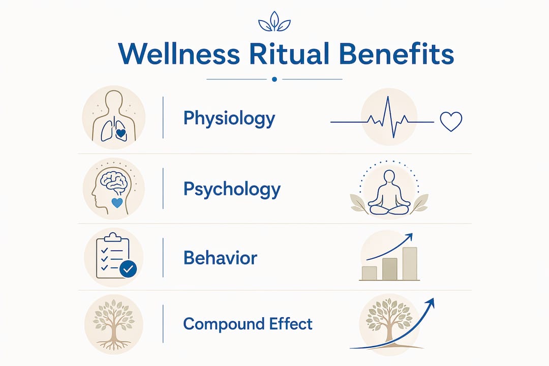 Infographic showing wellness ritual benefits in stages