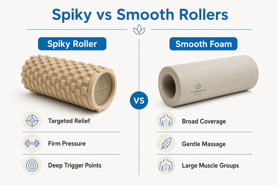Infographic comparing spiky and smooth rollers