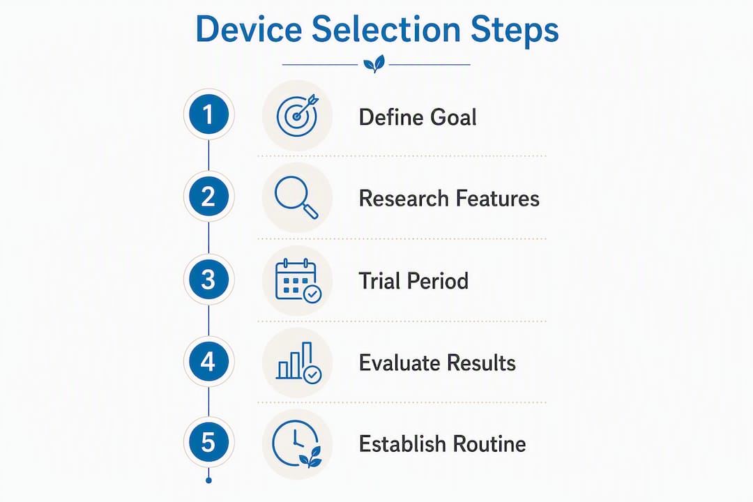 Infographic outlining device selection steps