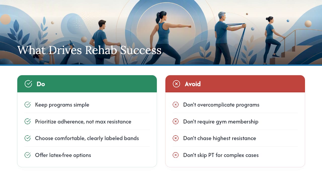 A Clinical View on What Actually Drives Rehab Success With Bands — overview diagram