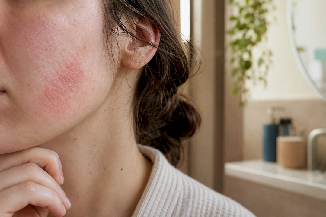 Skin irritation from adhesive tape on face