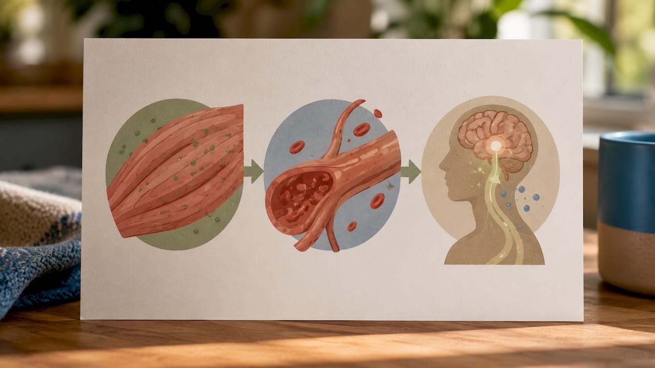 Illustration of massage affecting pain response