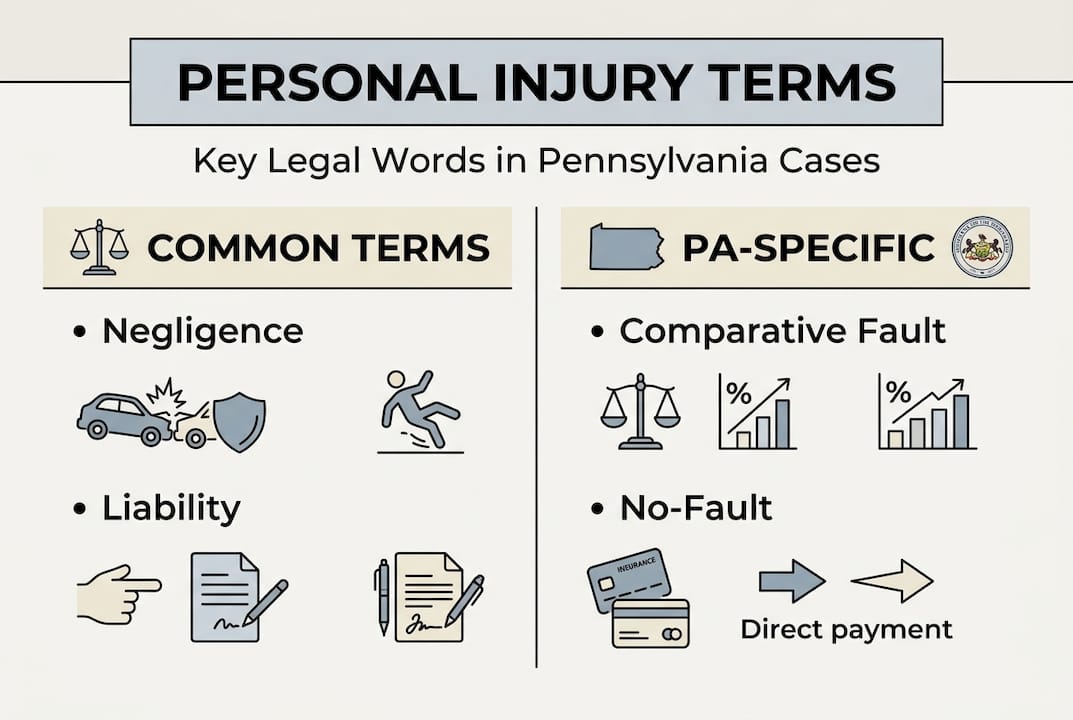 Infographic summarizing key Pennsylvania injury terms
