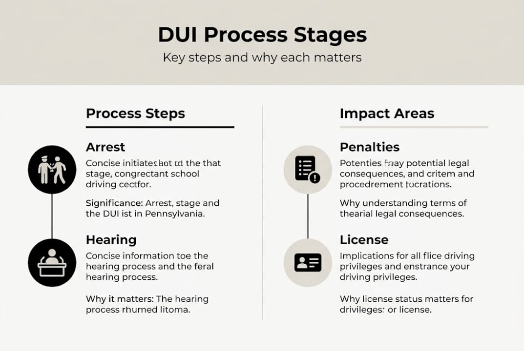 Infographic showing DUI process stages and impact