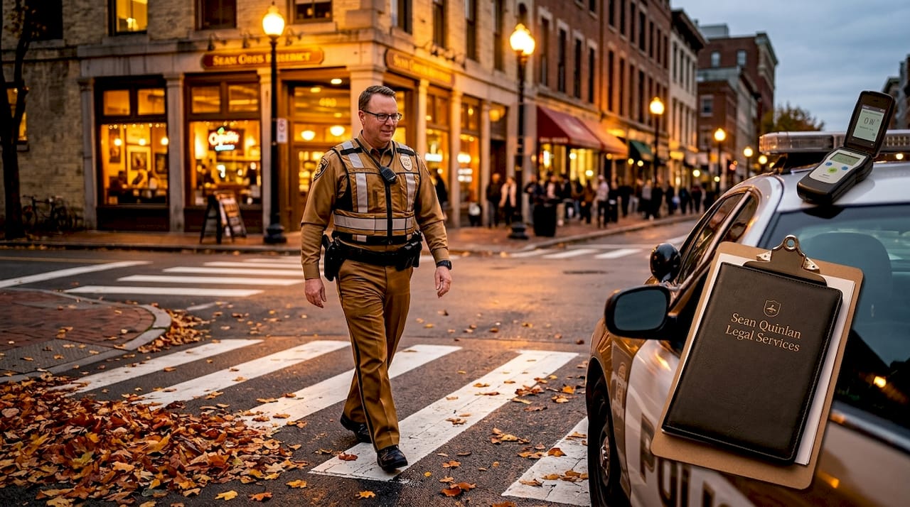 Officer performing field sobriety test roadside