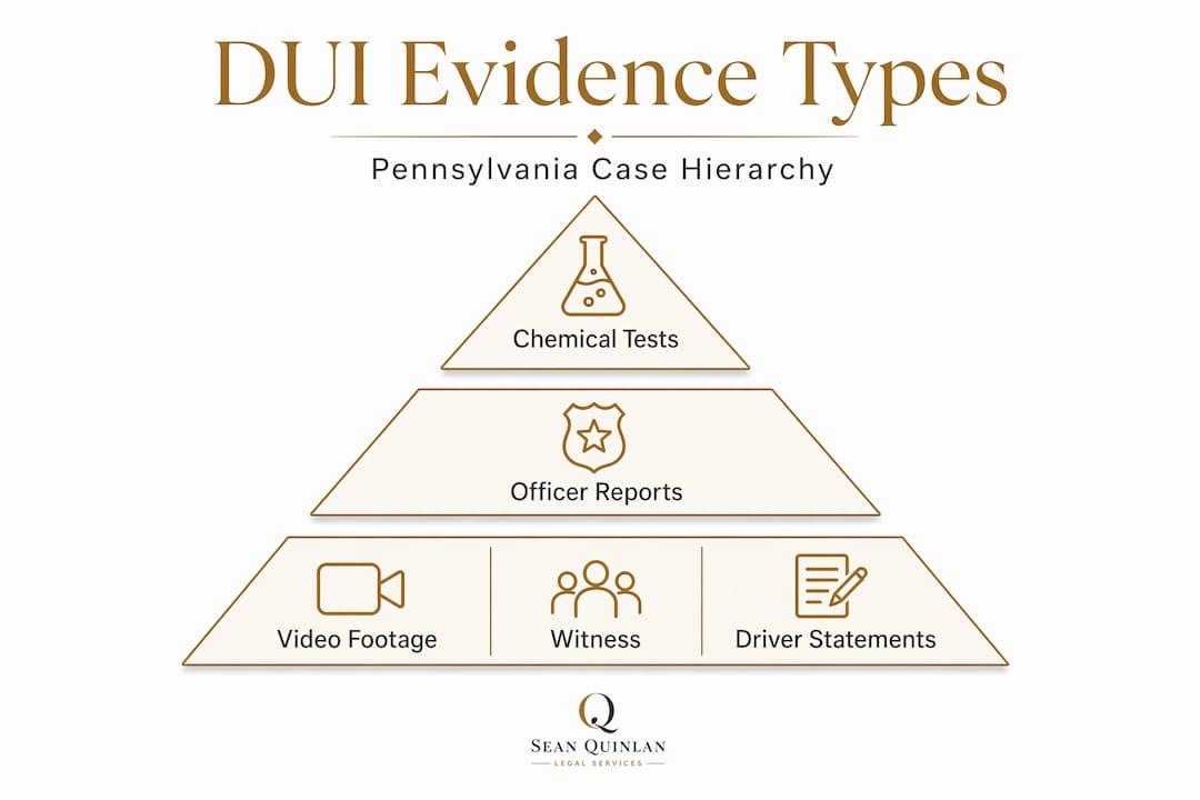 Hierarchy infographic of DUI evidence types
