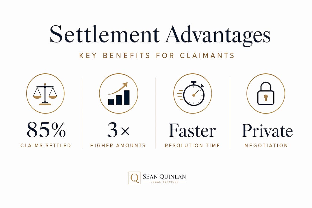 Infographic showing injury settlement advantages statistics
