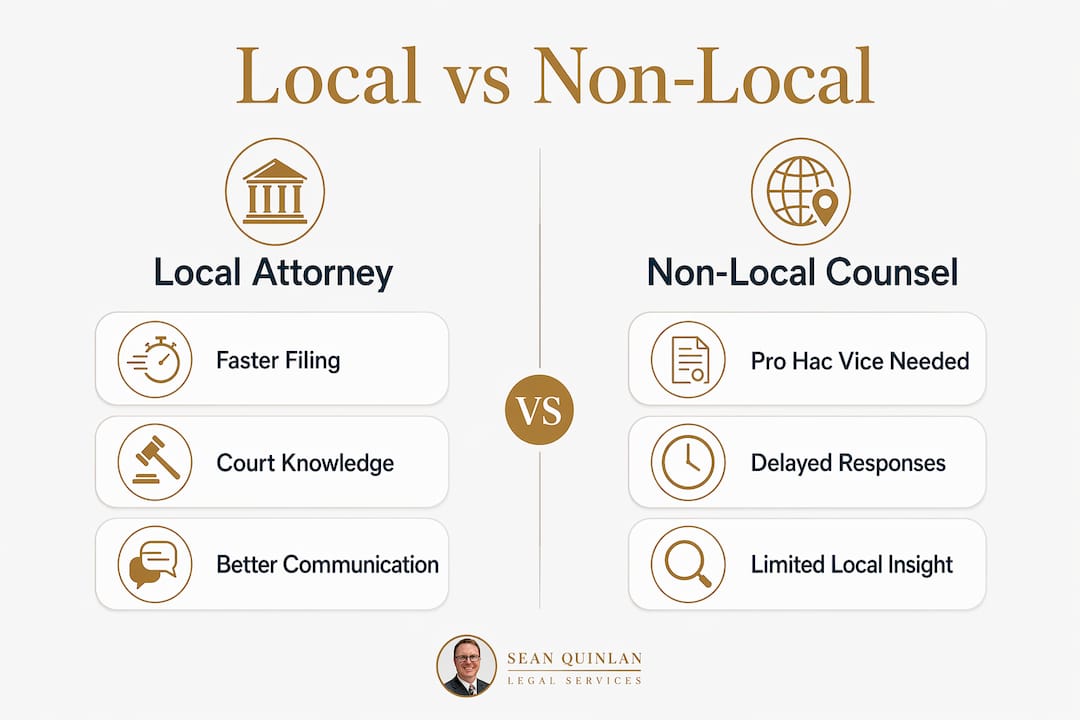 Infographic comparing local and non-local attorney advantages