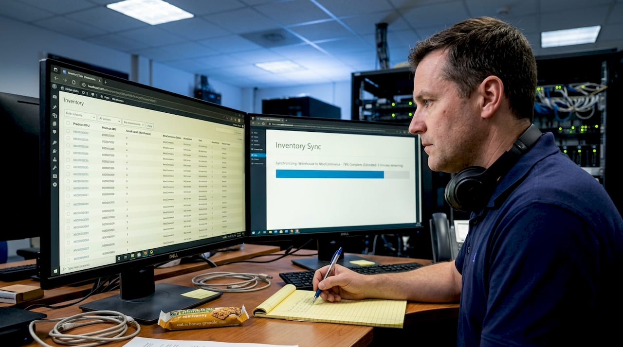 IT specialist monitoring cloud inventory sync