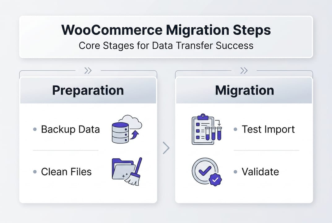 Infographic WooCommerce migration workflow steps