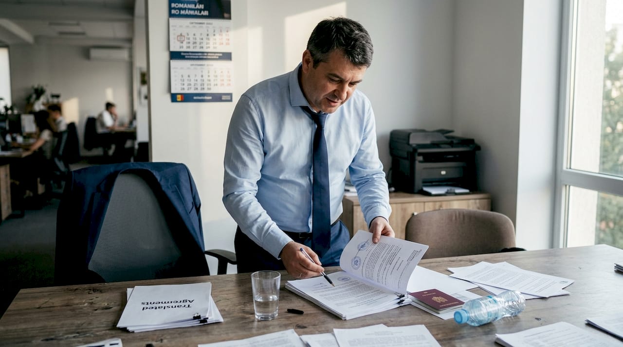 Consultant processing Moldovan legal business documents