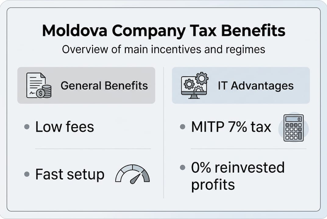 Infographic of Moldova company tax benefits