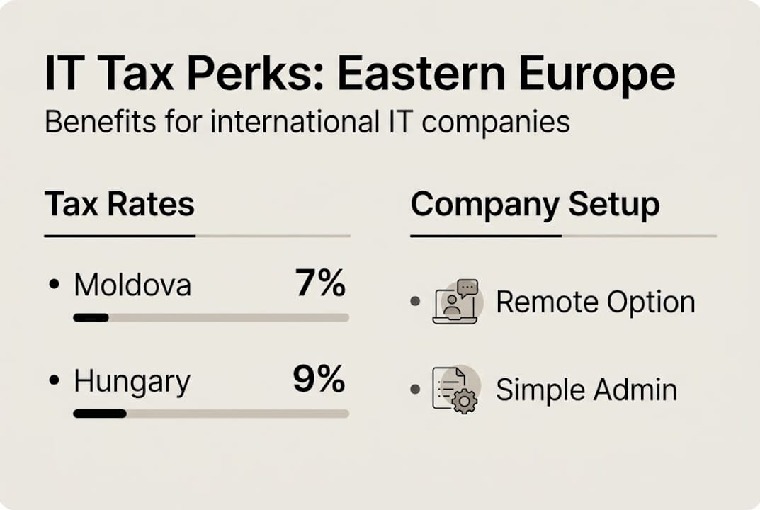 Infographic comparing IT tax regimes in Eastern Europe