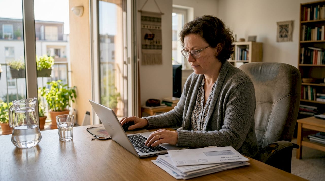 Woman handling remote business compliance tasks