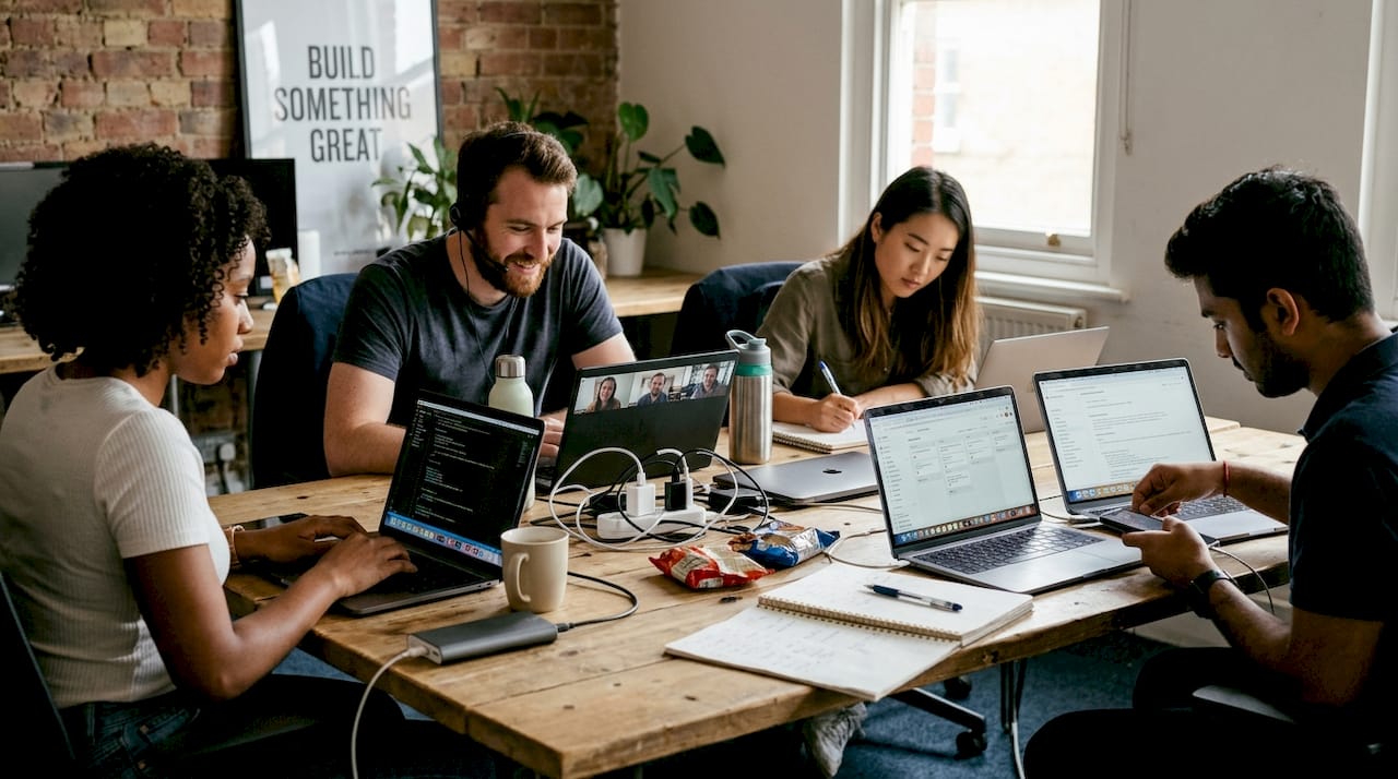 IT team collaborating in Moldovan office