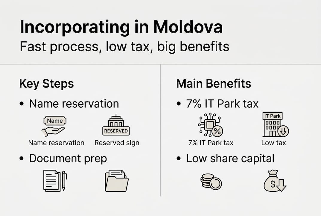 Infographic showing incorporation steps and tax benefits