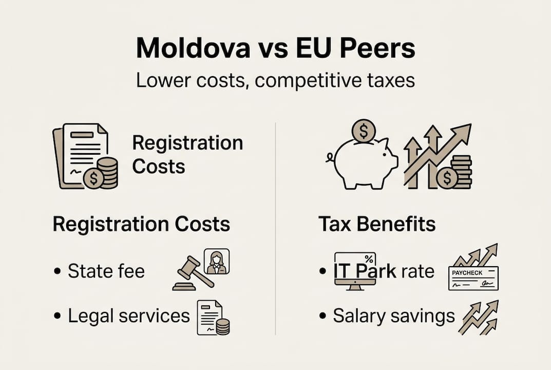 Infographic on Moldova cost and tax advantage