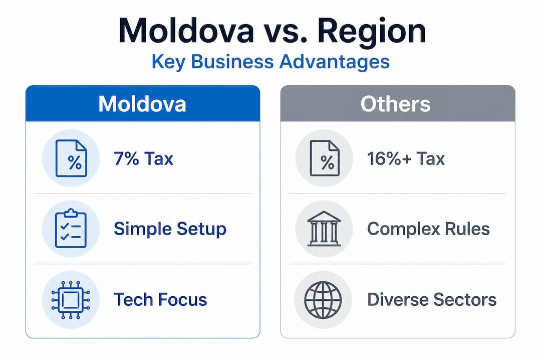 Infographic comparing Moldova and regional business advantages
