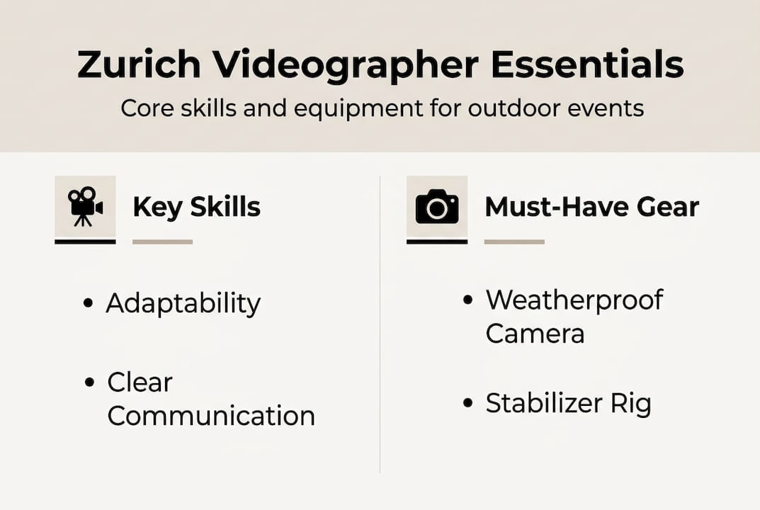 Infographic of event videography skills and gear