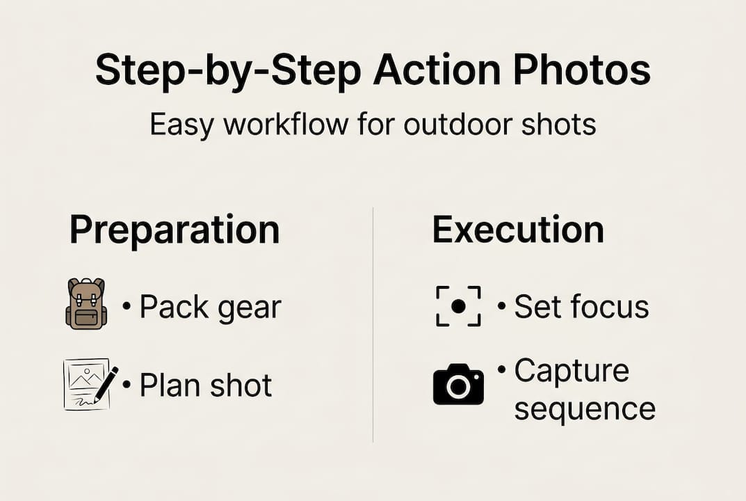 Infographic on step-by-step outdoor action photos