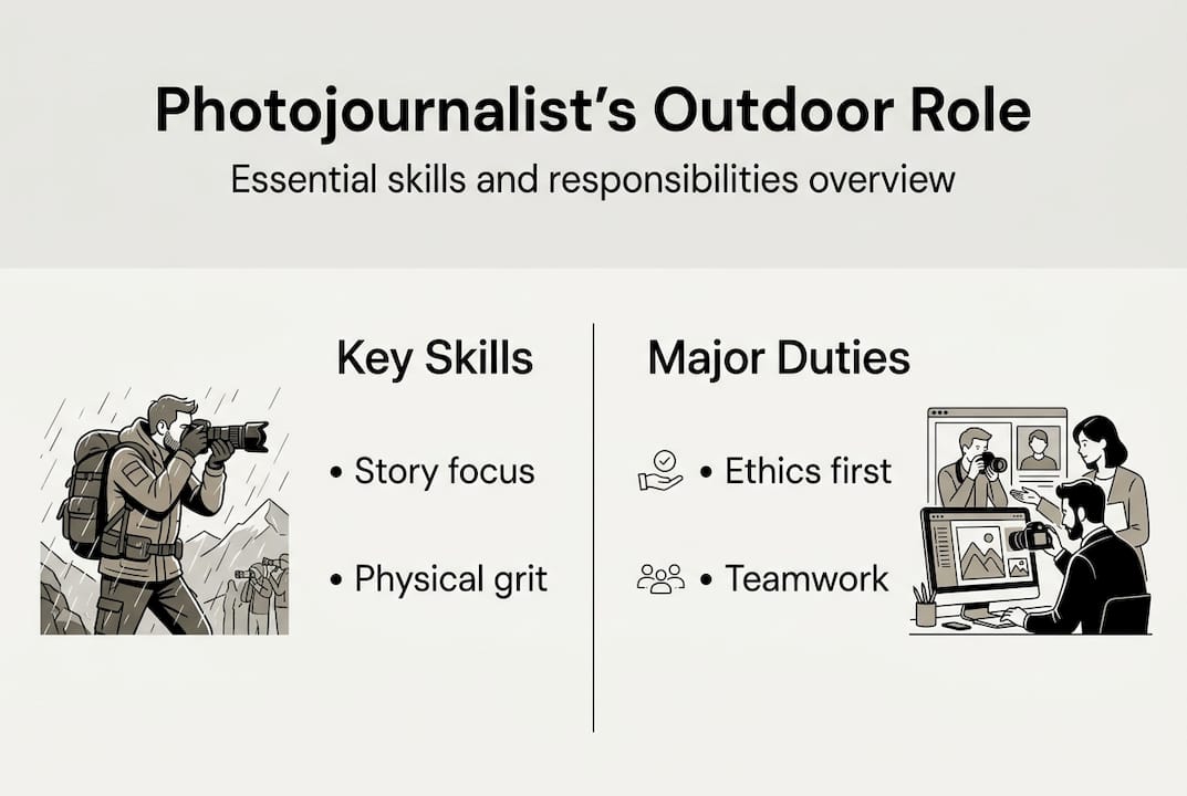 Infographic summarizes key photojournalist skills and duties