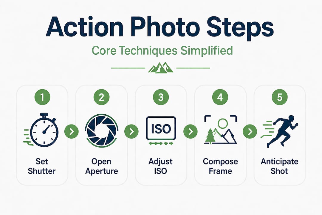 Infographic of key action photography steps