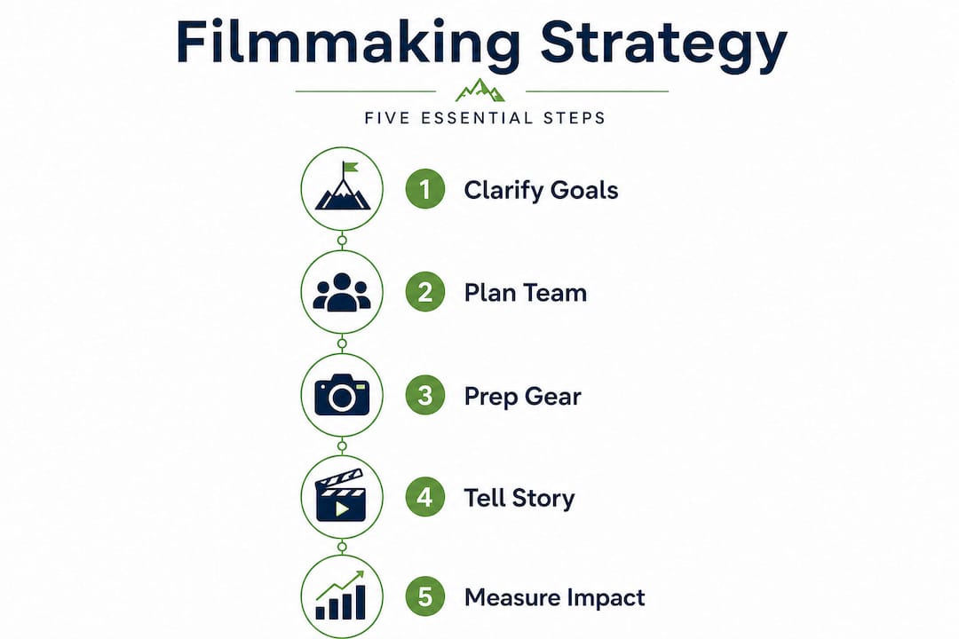 Infographic shows five steps in filmmaking strategy