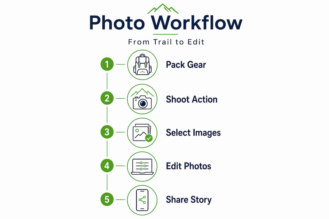 Infographic showing workflow for adventure sports photography