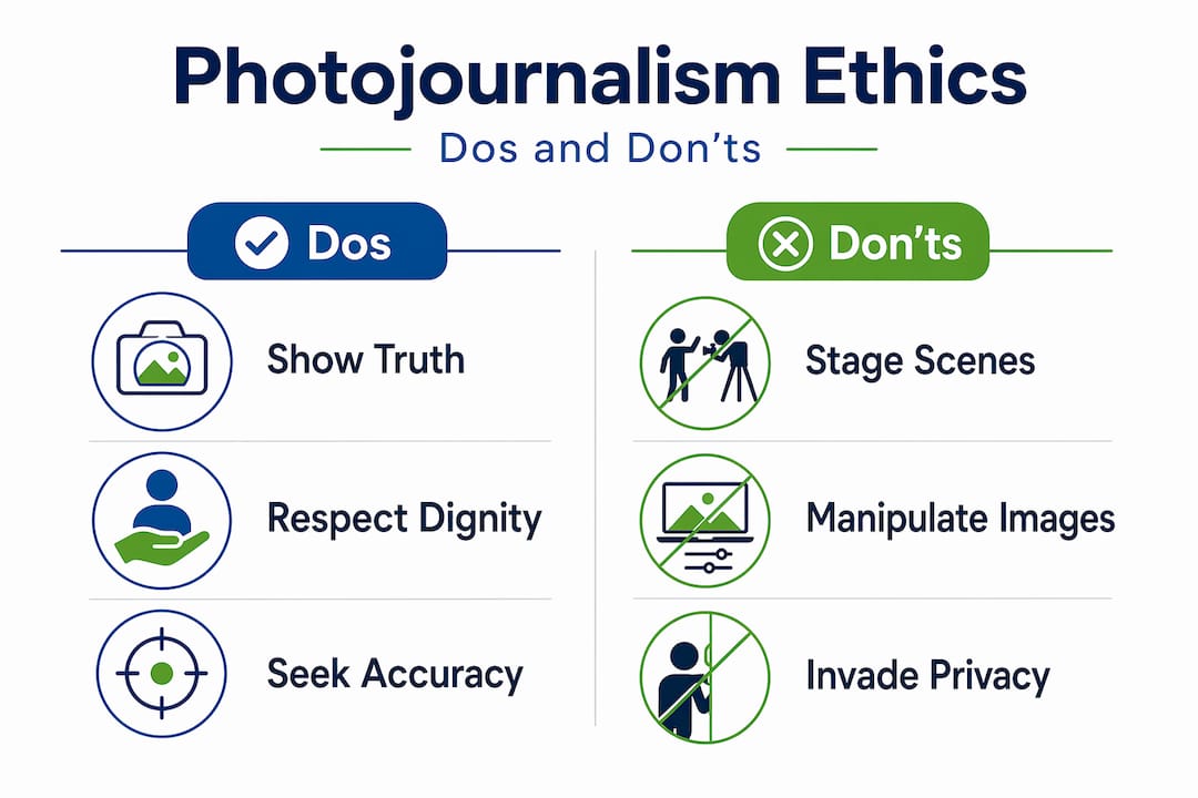 Infographic summarizes photojournalism ethical dos and don'ts