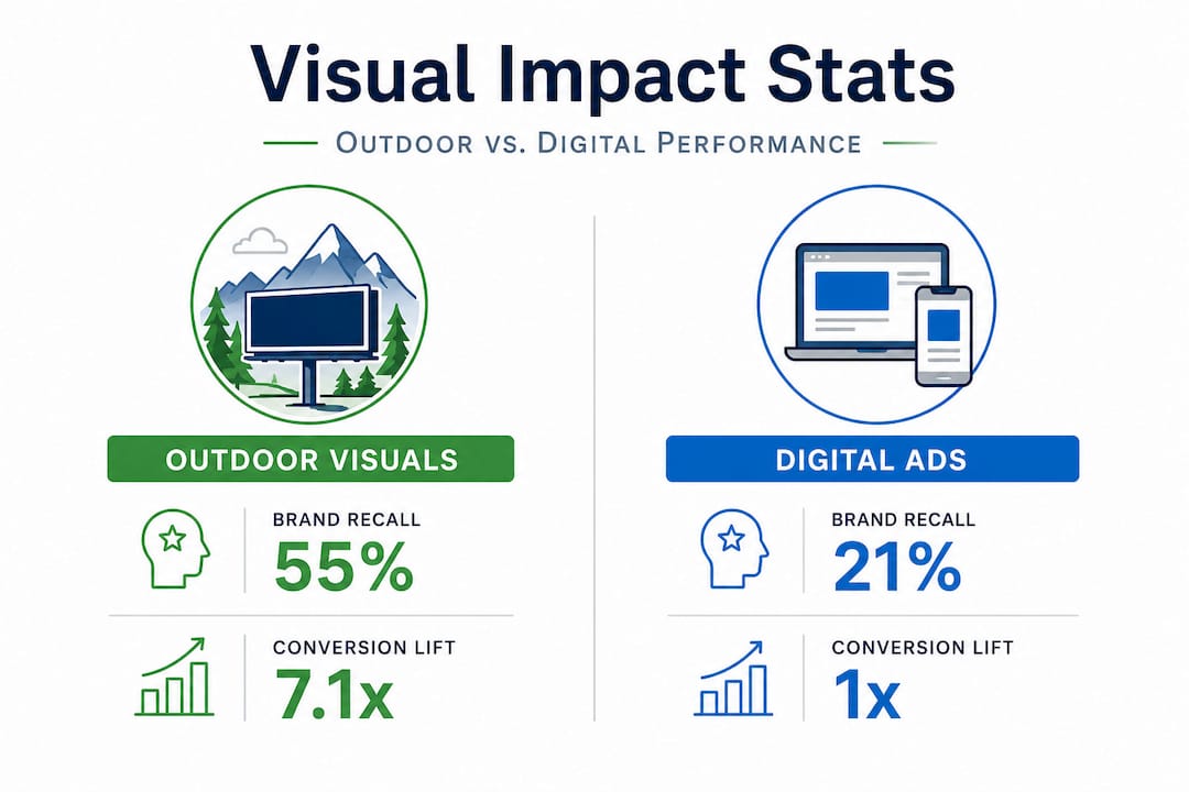Outdoor versus digital ad performance stats infographic