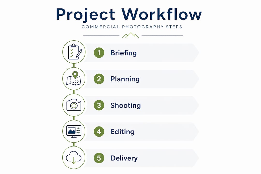 Infographic showing commercial photography project workflow