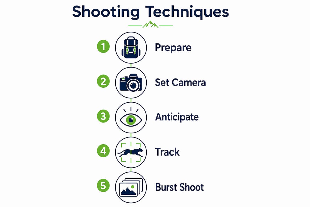 Infographic illustrating sports photography shooting steps