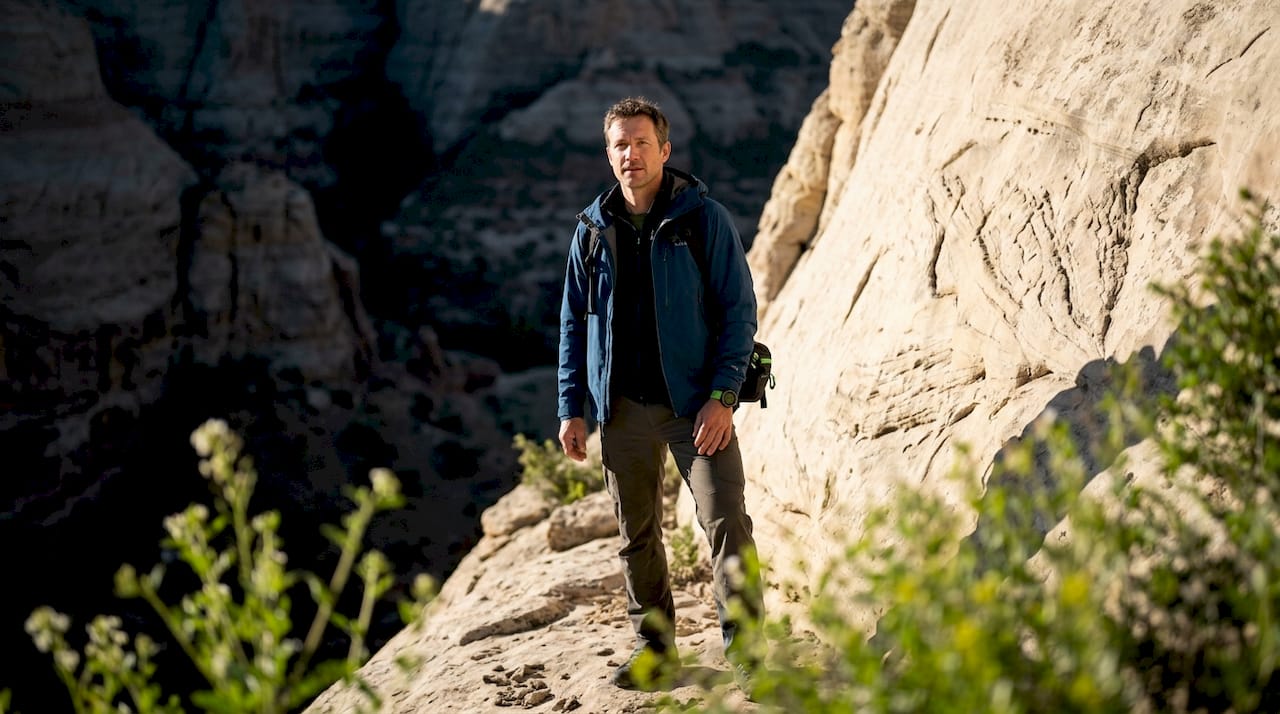 Portrait subject lit by canyon side light