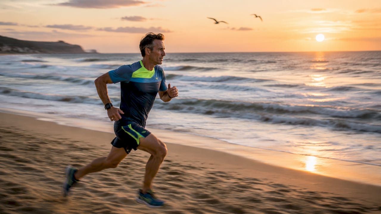 Athlete sprint captured with motion blur