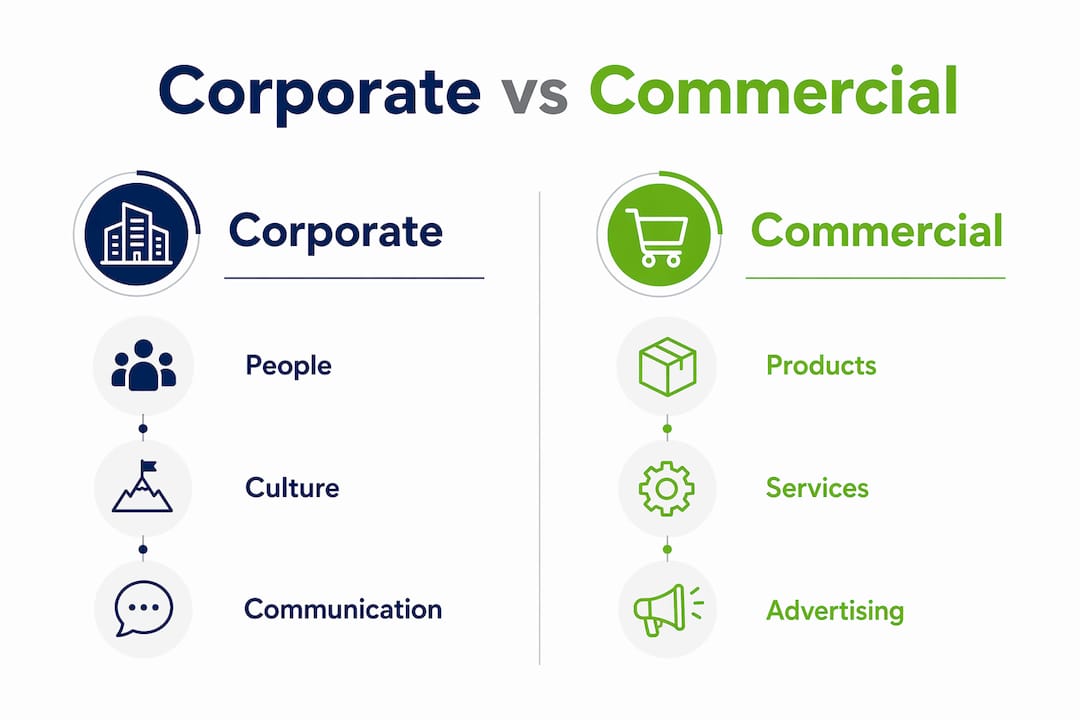 Infographic comparing corporate and commercial photography