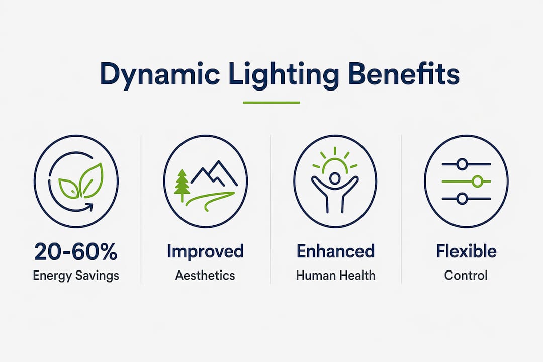 Infographic comparing benefits of dynamic lighting over static systems
