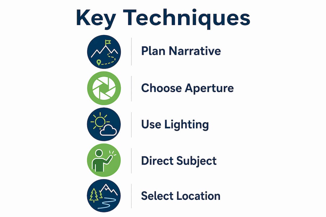 Infographic showing key techniques for environmental portraits