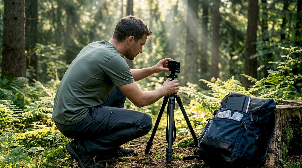 Outdoor creator filming authentic nature content