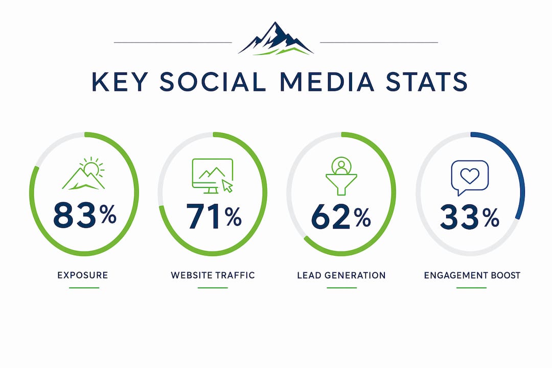 Infographic showing key social media performance statistics for outdoor brands