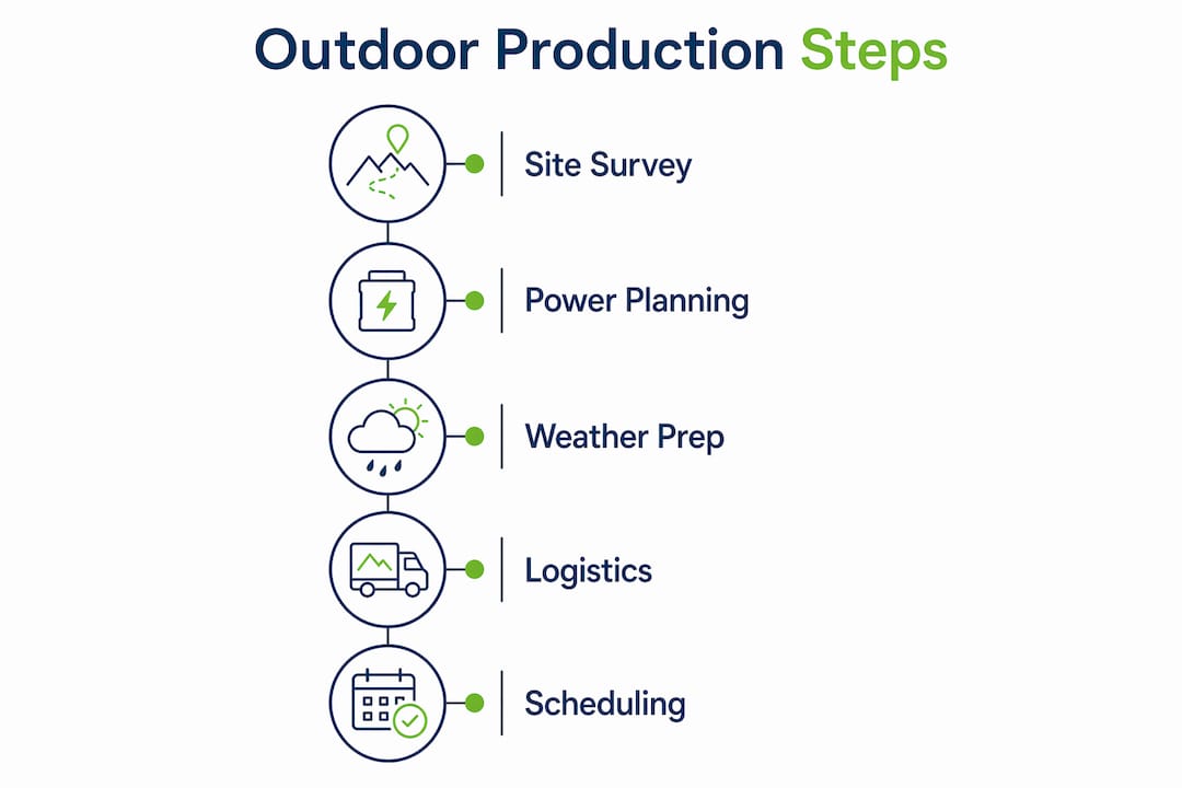 Infographic showing outdoor production planning steps