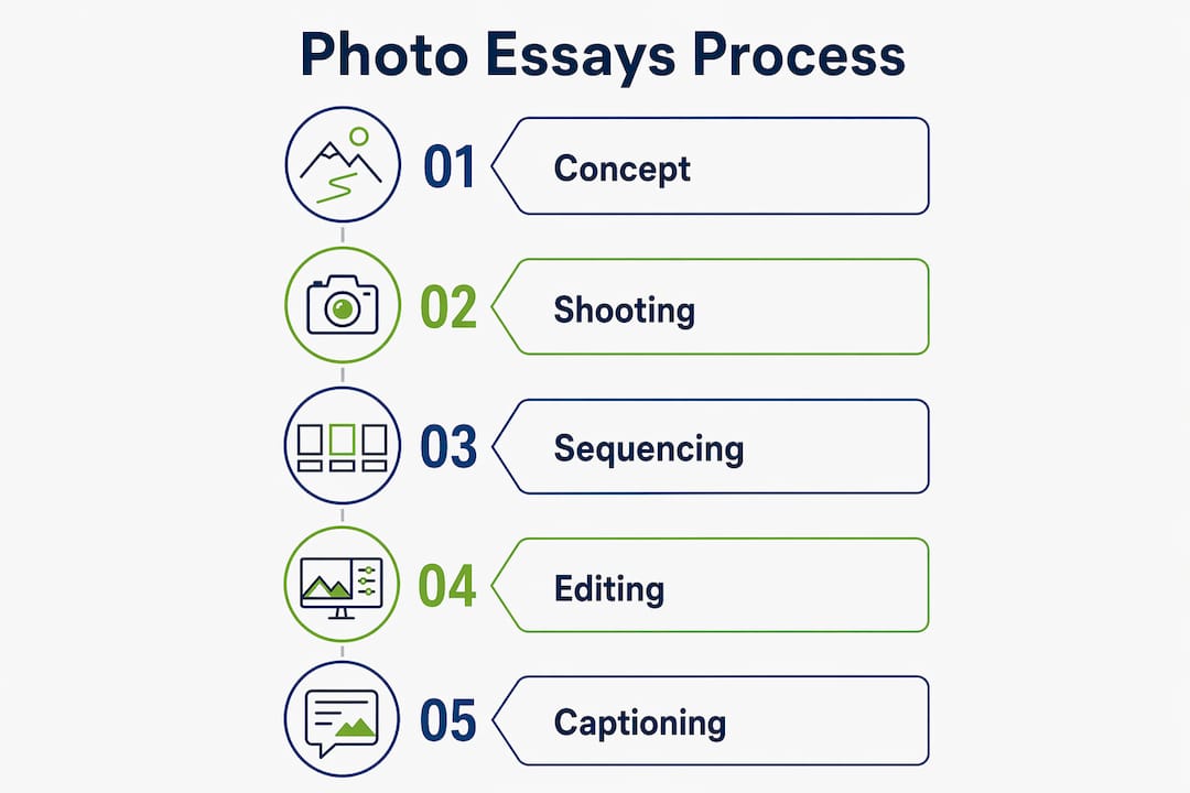 Infographic showing photo essay creation steps