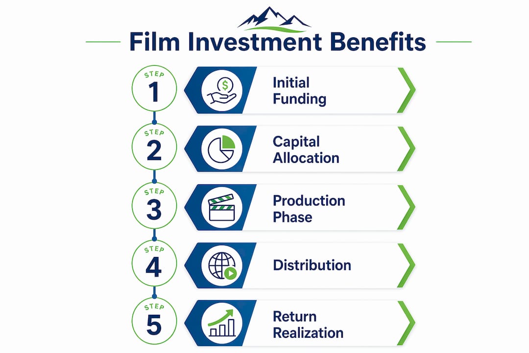 Infographic illustrating key steps in film investment process