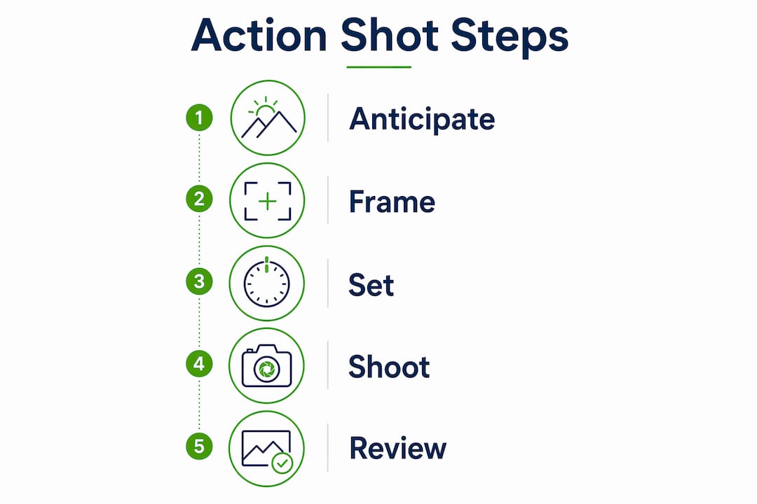 Infographic outlining steps of action shot composition