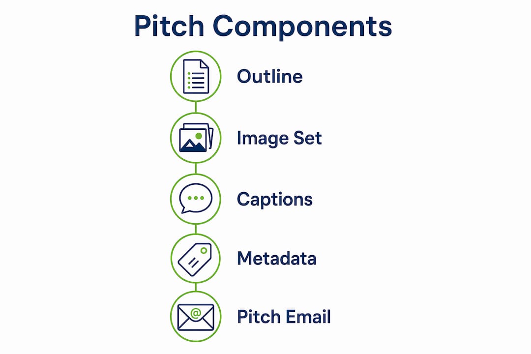 Infographic showing key photo story pitch components
