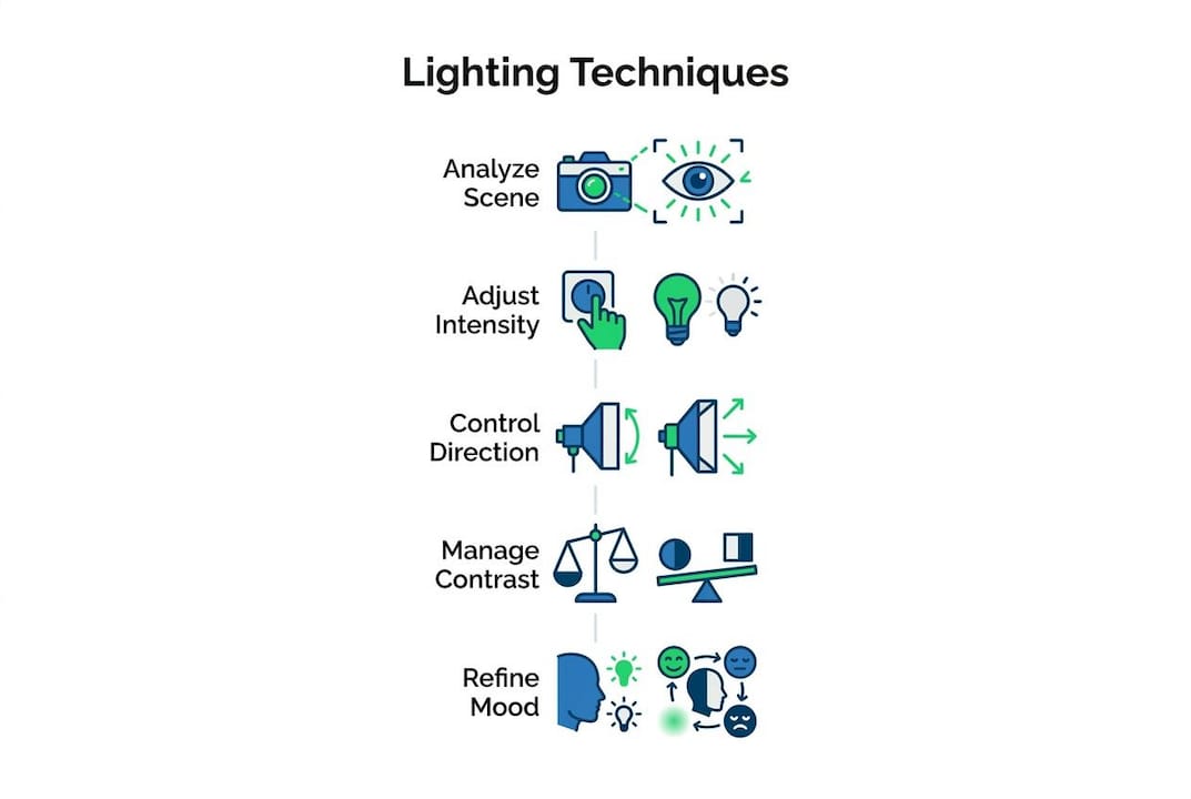 Infographic illustrating lighting techniques for action shots