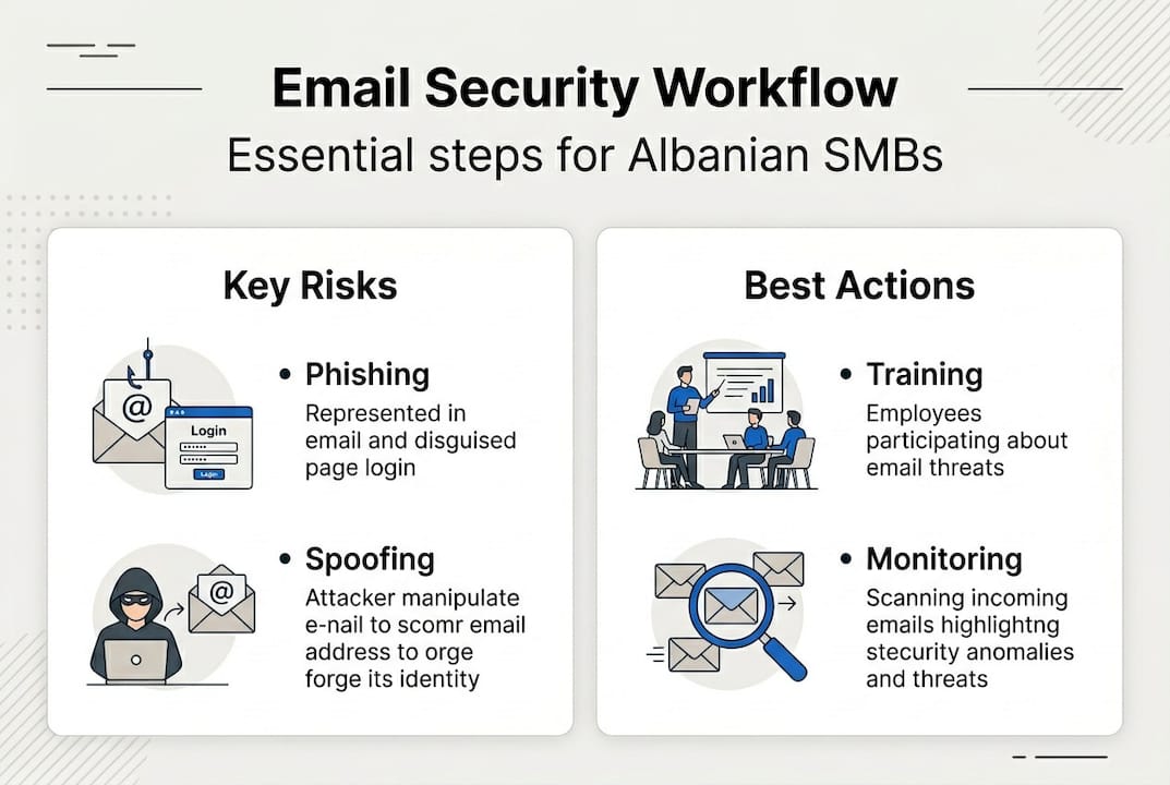 Infographic showing email security workflow steps